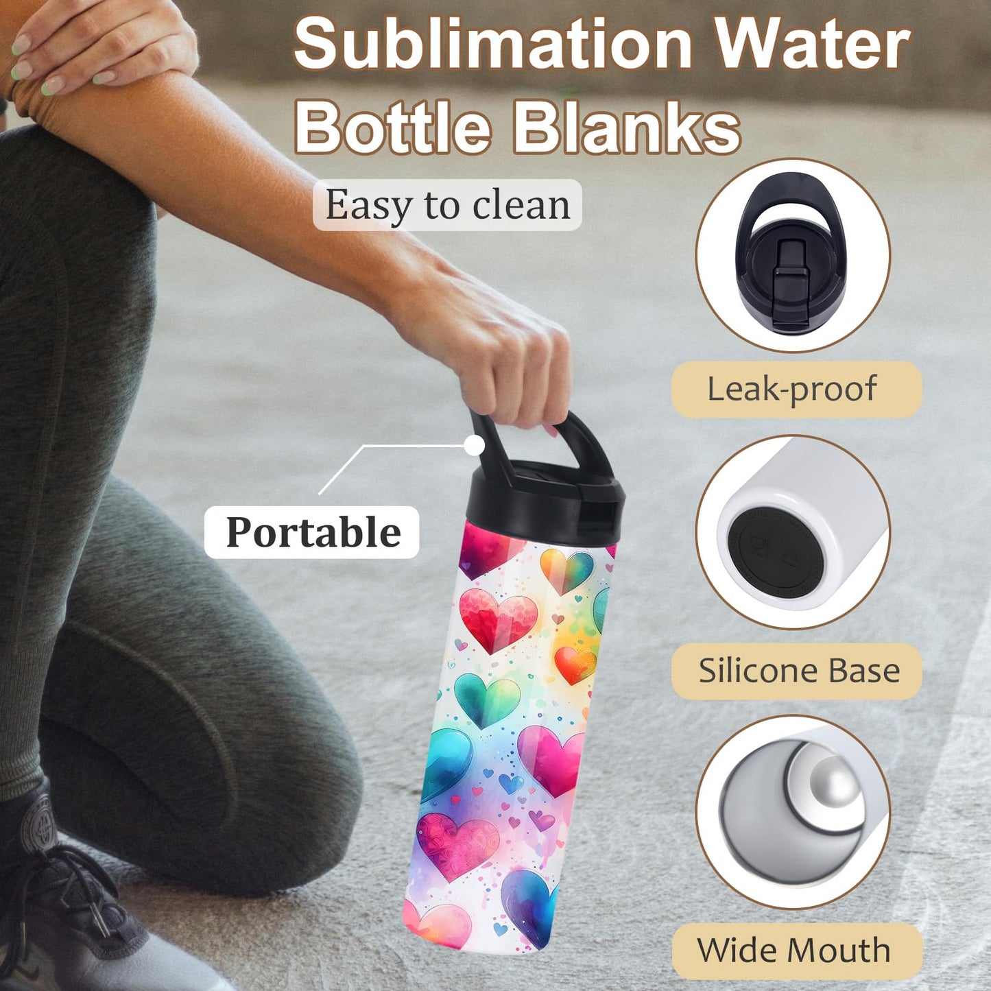 oaptuza 20 Oz Sublimation Tumbler Bulk Skinny Straight, 25 Pack Sublimation Water Bottles Blanks with Handle Straw Lid, Insulated Stainless Steel Tumbler Cup for Heat Transfer