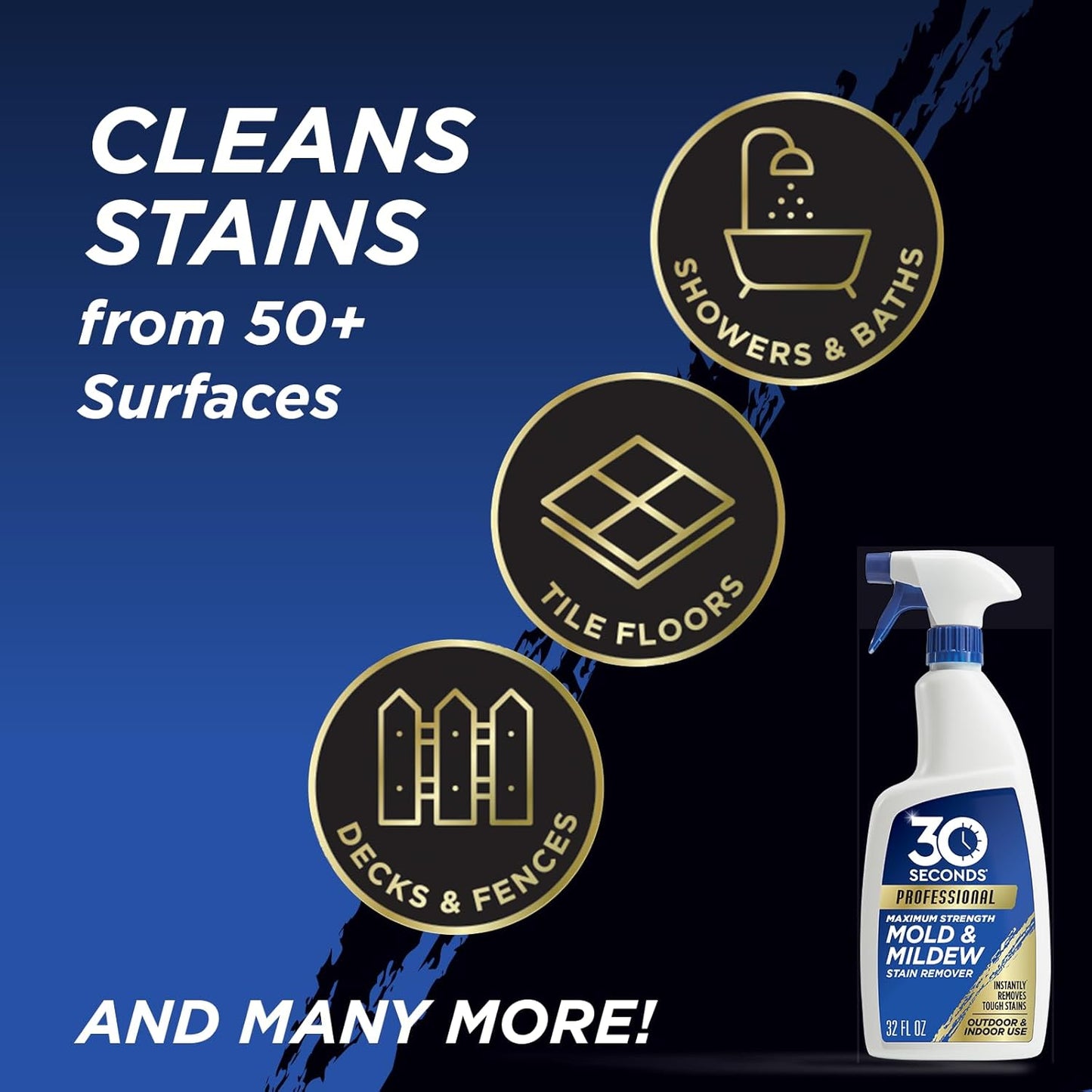 30 SECONDS Pro Mold and Mildew Stain Remover - Instant Scrub-Free Results | 32 Fl. Oz.