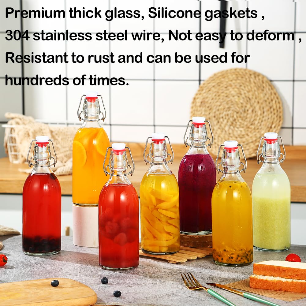 4 Pack Swing Top Glass Bottles 32 oz,Flip Top Glass Bottles 32 oz with Airtight Lids for Home Brewing,Kombucha,Kefir,Vanilla Extract,Beer,Oil,Vinegar,Homemade Juices,Soda,Beverages,2nd Fermentation