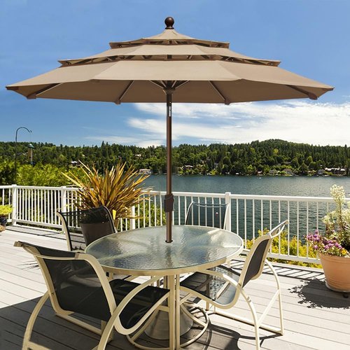 EliteShade USA 9Ft Market Umbrella - 10-Year Non-Fading, Ventilated Design in Heather Beige