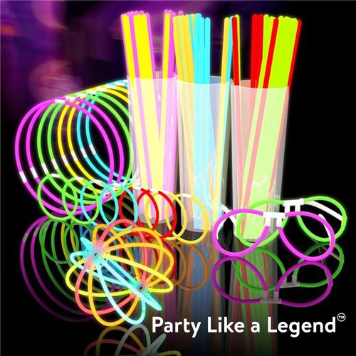 Glow Fever 209pcs Glow Sticks Bulk Party Pack includes 100 8" Glow Sticks and 109 Accessories, with bonus connectors for glow sphere and eye glasses, for Party Festivals Rave Halloween