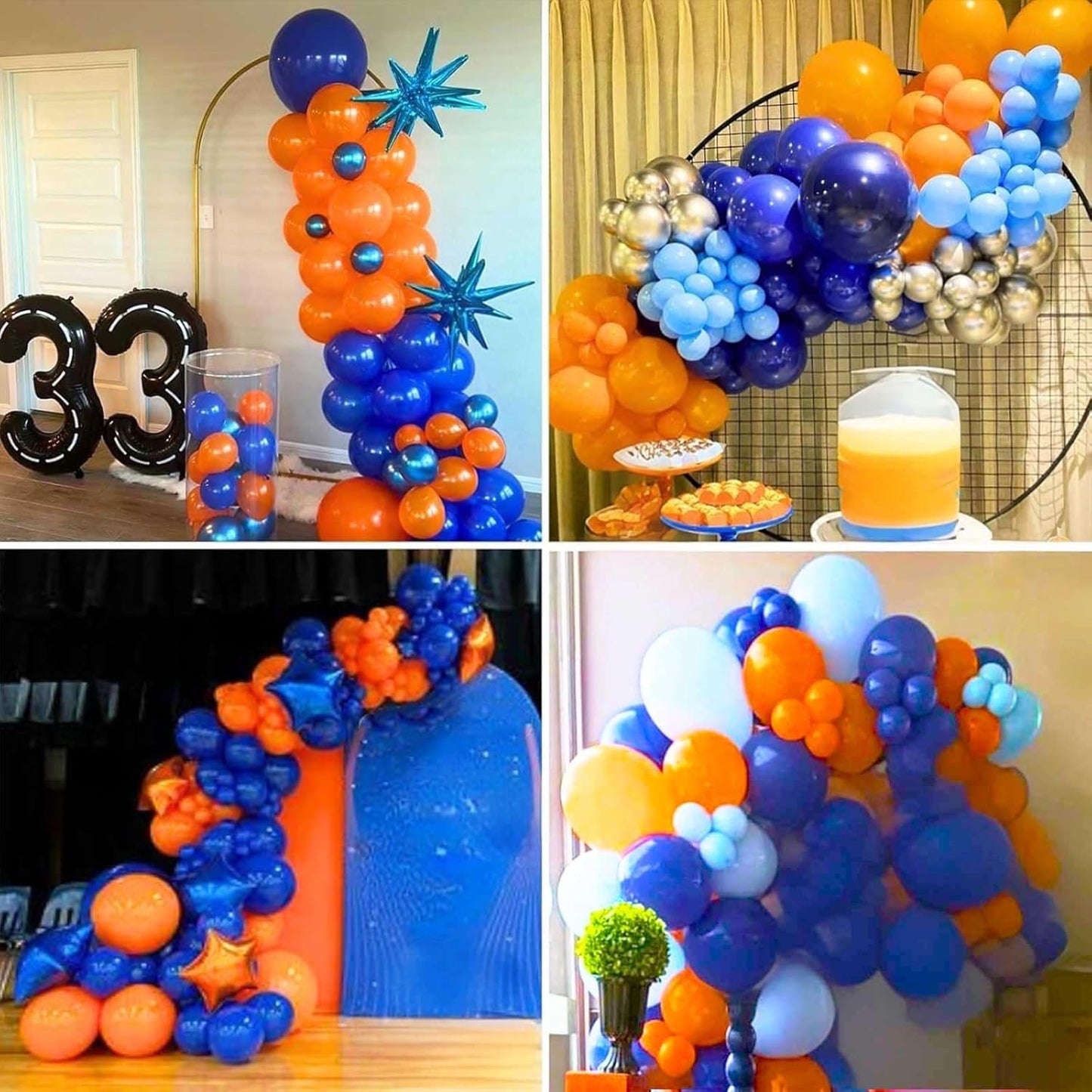 Royal Blue & Matt Orange Balloons by [Brand Name] - 12-Inch Metallic Latex Party Balloons for Kids' Anime Birthday Decor