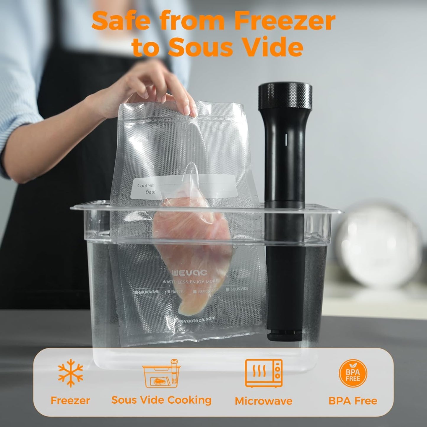 Wevac Vacuum Sealer Bags - Heavy Duty, BPA Free, 11x50 Rolls | 2 Pack for Food Storage & Meal Prep