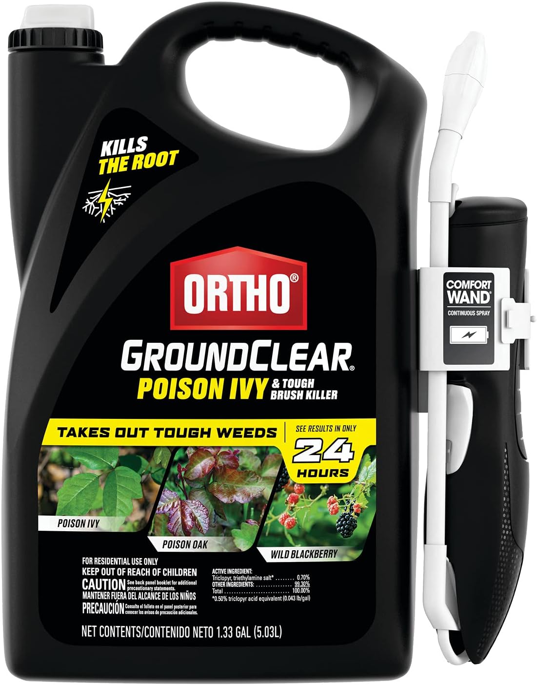 Ortho GroundClear Poison Ivy & Tough Brush Killer - Ready to Use with Comfort Wand | 1.33 Gallon