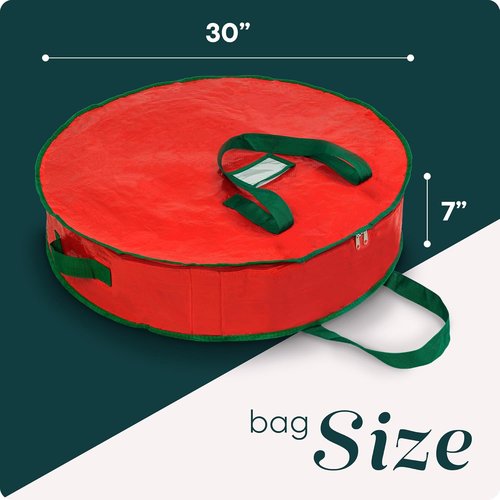 Handy Laundry Christmas Wreath Storage Bag - 2-Pack Durable Tarp with Zipper & Sturdy Handle | 30" Dust & Pest Protection
