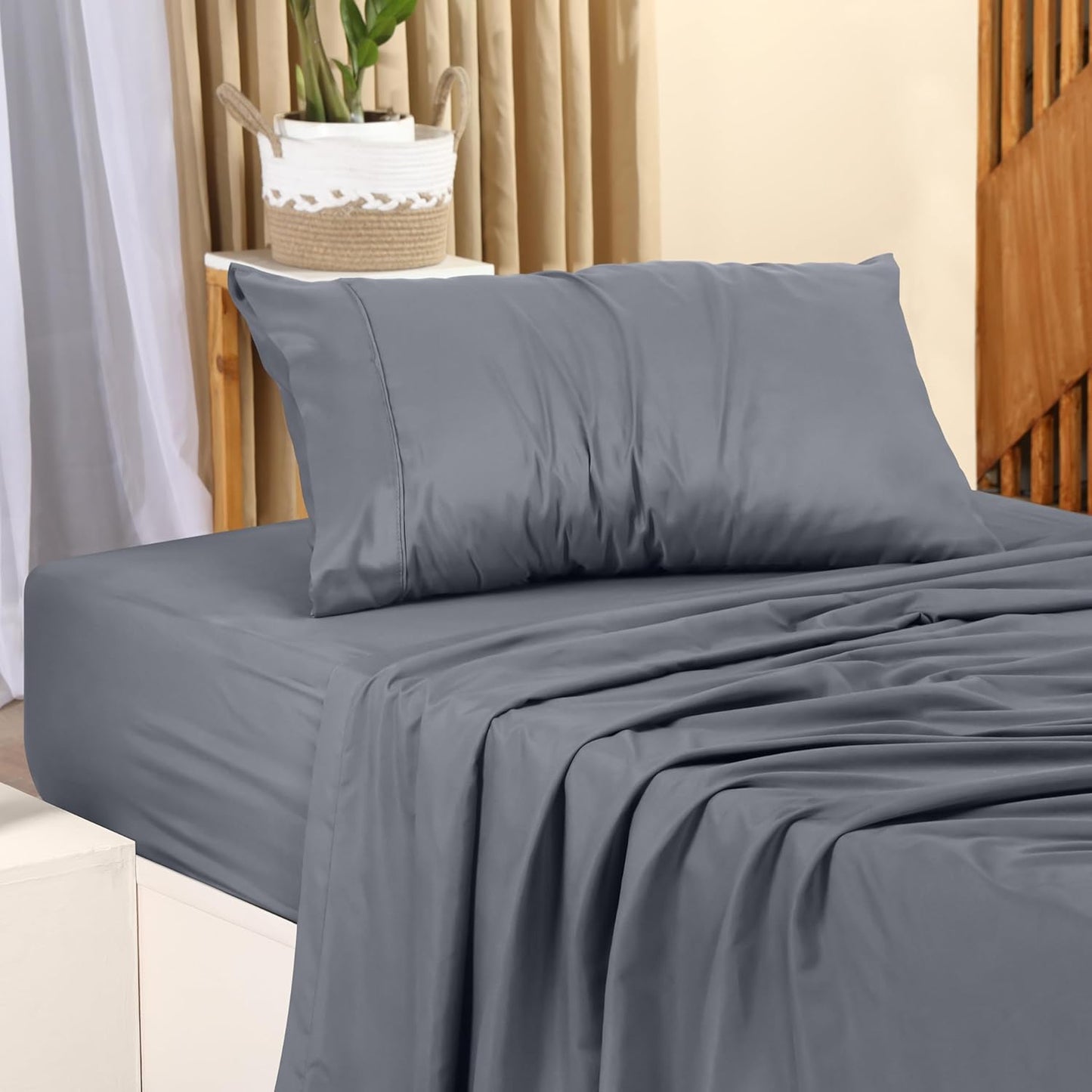 Utopia Bedding Twin Bed Sheets Set - Soft Brushed Microfiber | Fade & Shrinkage Resistant - Grey