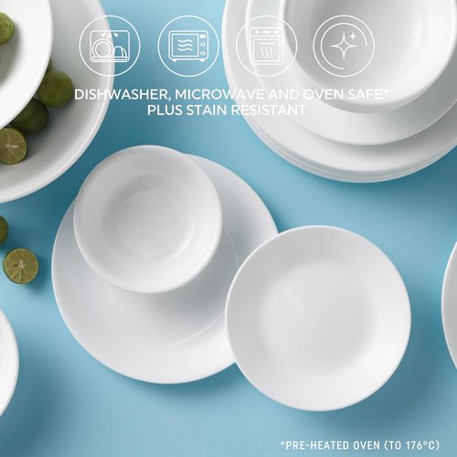 Corelle Vitrelle 6-Piece Bowl Set - Lightweight 20-Oz Round Bowls | Triple Layer Glass, Chip Resistant, Winter Frost White