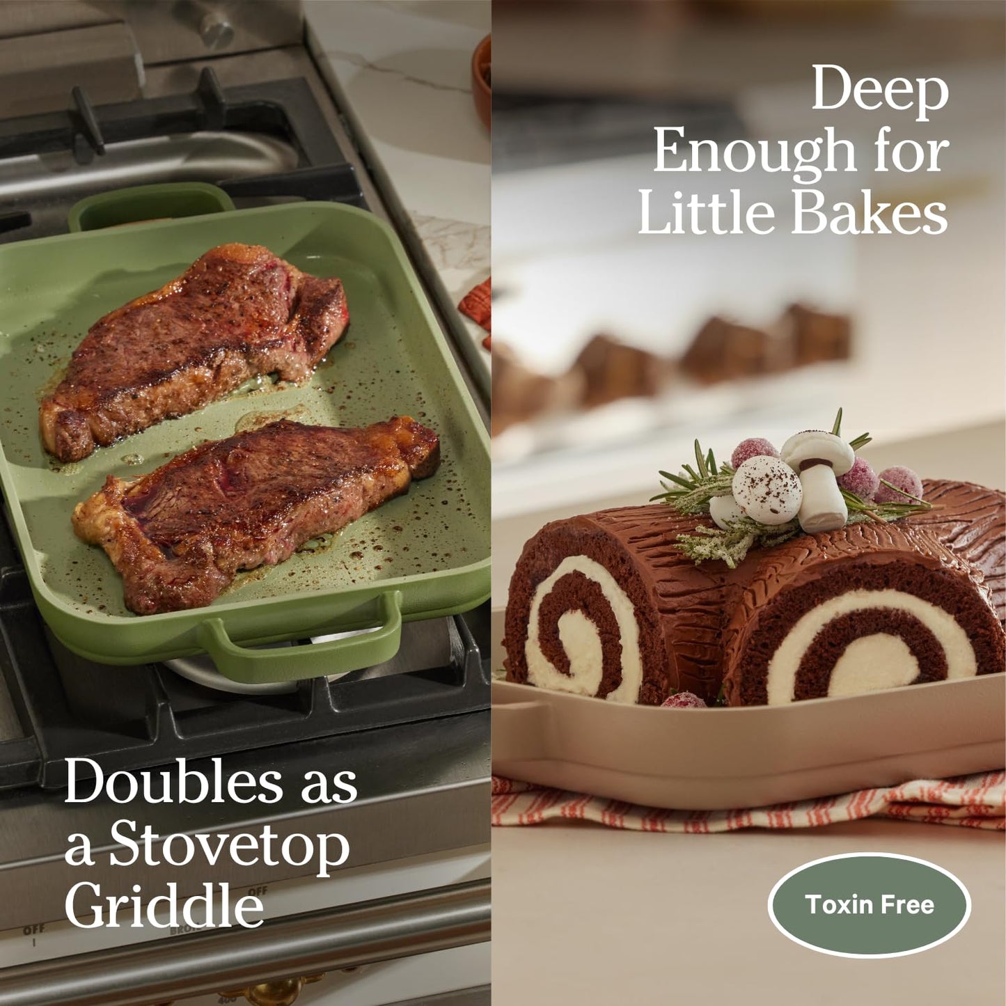 Our Place Mini Griddle Pan | 9" (2 Qt) Nonstick Ceramic Griddle Pan for Stovetop & Oven | PFAS-Free, Oven-Safe up to 450°F, Easy-Grip Handles | Spice
