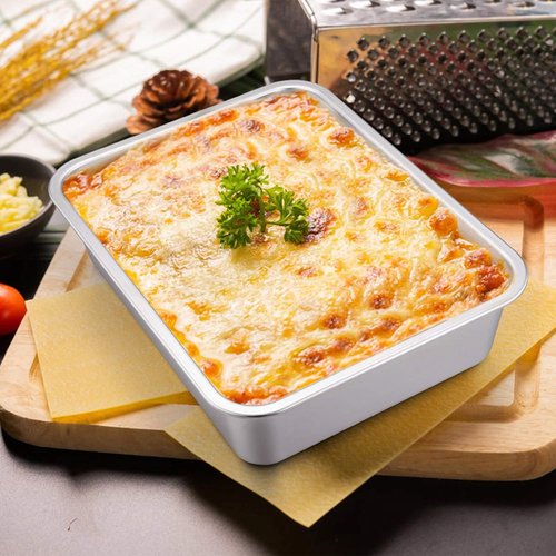 E-far Lasagna Pan Set of 2 - Rectangular Deep Baking Pans, Non-Toxic Stainless Steel, 10.6x8.3x3.2 Inches