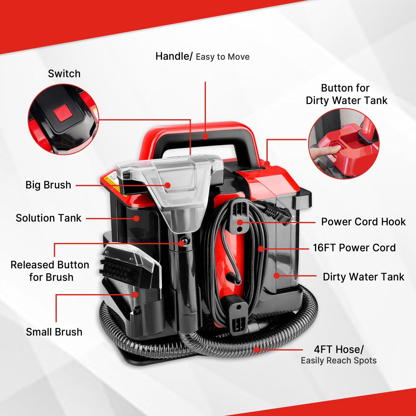 Shop-Vac Portable Carpet and Upholstery Cleaner Machine, Powerful Spot Cleaner for Pet Stains, Sofa, Rug, Mattress, Curtain and Car Seats, Lightweight with Two Cleaner Solutions