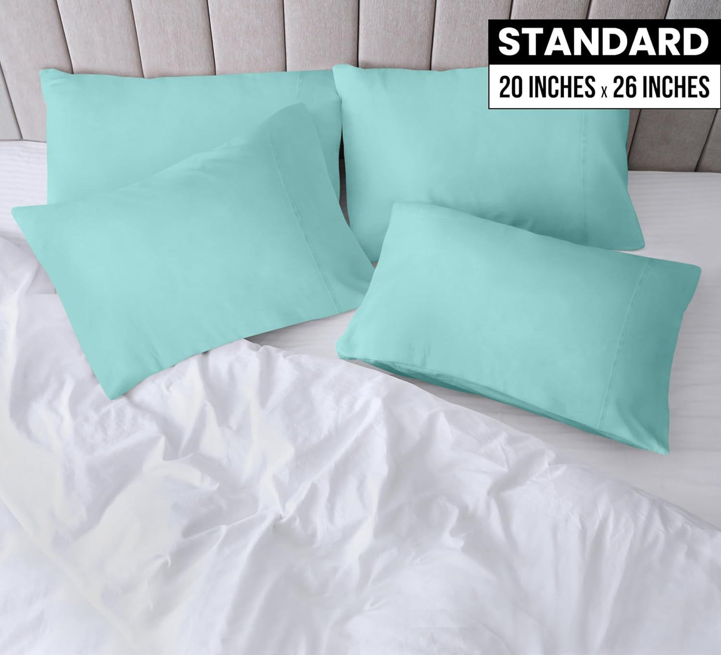 Utopia Bedding Standard Pillow Cases - 4 Pack - Soft Brushed Microfiber | Fade Resistant 20 x 26 Inches (Spa Blue)