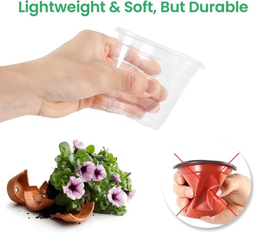 Bluepro Clear Nursery Pots - 30 Packs of Reinforced Plastic Plant Pots with Drainage Holes | 7/5/4 Inch Variety for Seedling Propagation