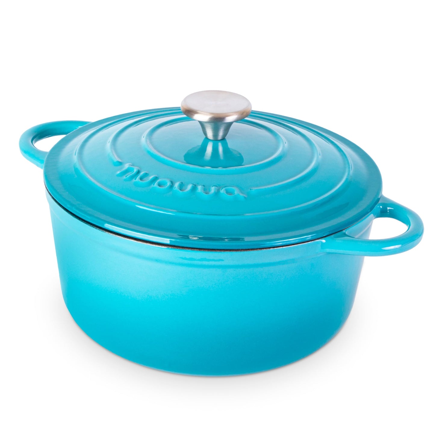 Cast Iron Dutch Oven with Lid – Non-Stick Ovenproof Enamelled Casserole Pot – Sturdy Dutch Oven Cookware – Blue, 2.1-Quart, 20cm – by Nuovva