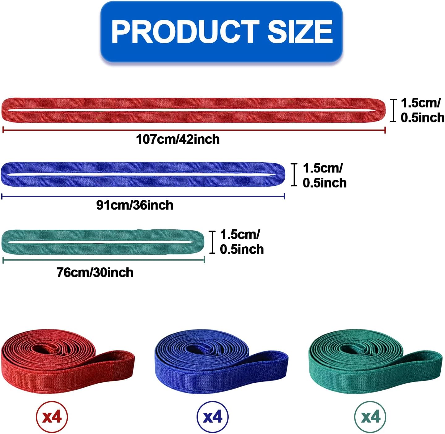Regine Switzerland Extra Large Moving Rubber Bands - 12 Pack for Secure Packing | Red, Blue, Green