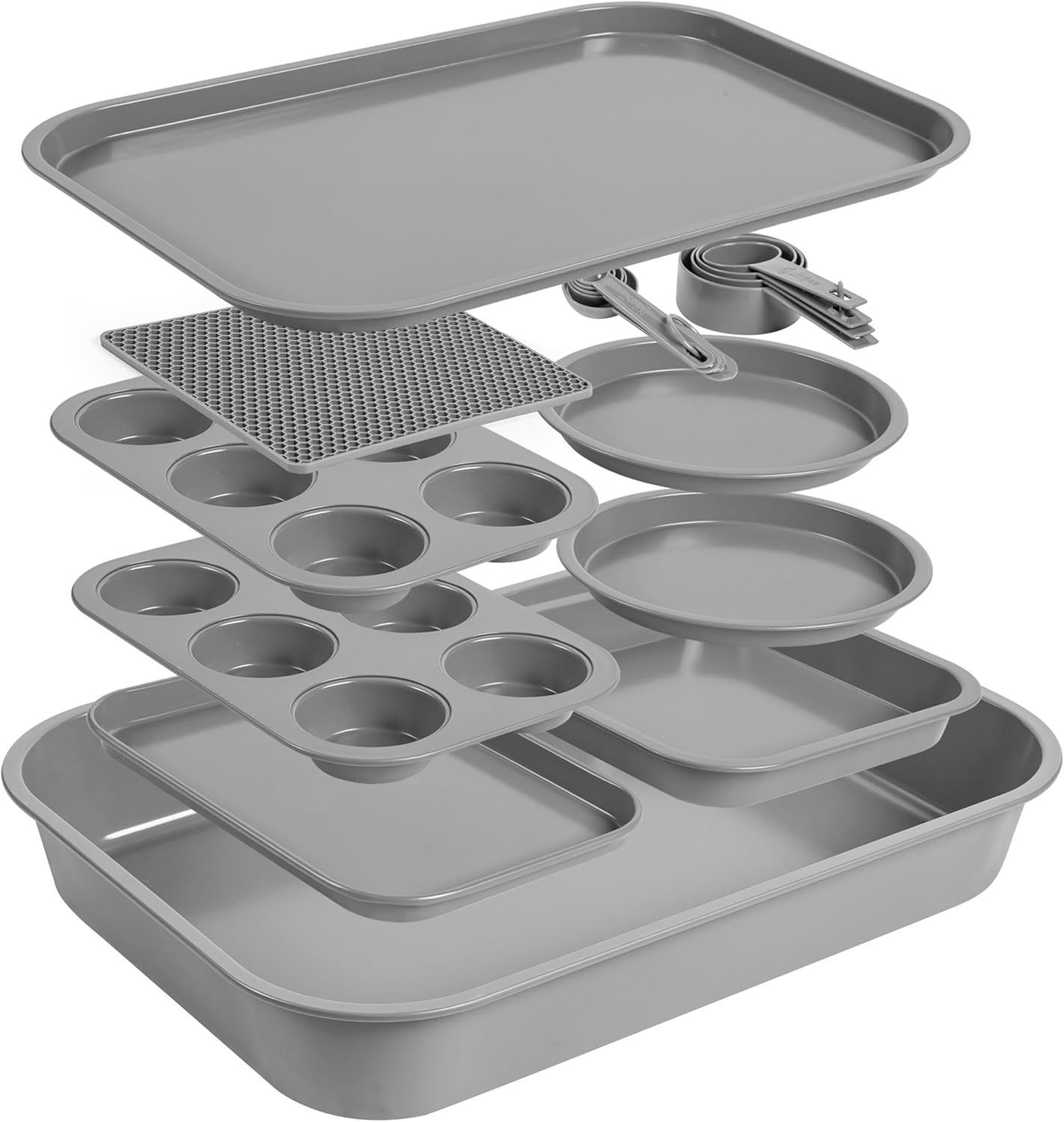 Skiennix Non-Toxic Bakeware Set - PFOA-Free 11pc Nonstick Carbon Steel Baking Pans | Space-Saving Design