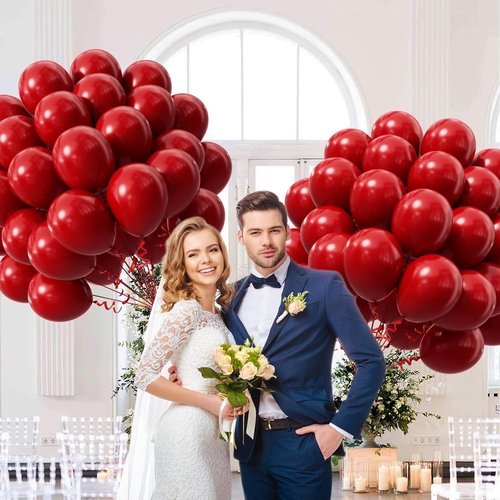 Dark Red Balloons - 12-Inch Red Latex Balloons | 50-Pack for Bridal Shower & Birthday Party Decor