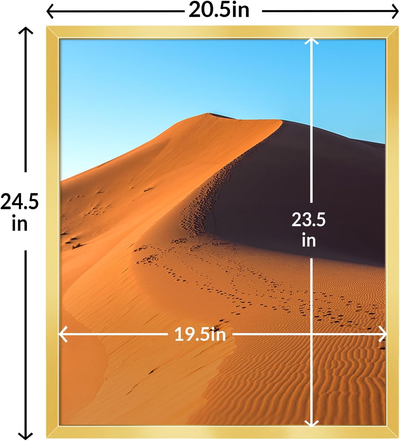 LaVie Home 20x24 Gold Picture Frame - HD Plexiglas Wall Display for Vertical or Horizontal Use