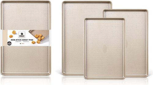 HONGBAKE Half Cookie Sheet - 17.5x12 Inches Baking Pan Set for Perfect Cookies & Jelly Rolls