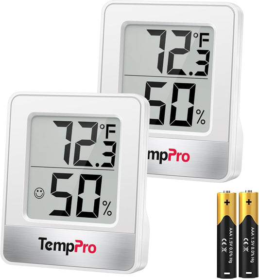 TempPro TP49 Digital Hygrometer & Indoor Thermometer - Accurate Temperature & Humidity Monitor | Compact Design