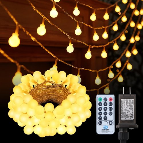 Dailyart Globe String Lights, 200Led 75FT Waterproof Fairy Lights Plug in 8 Modes with Remote Control, Brightness Adjustable &Timing String Lights Indoor Outdoor, Fairy Lights for Bedroom, Warm White