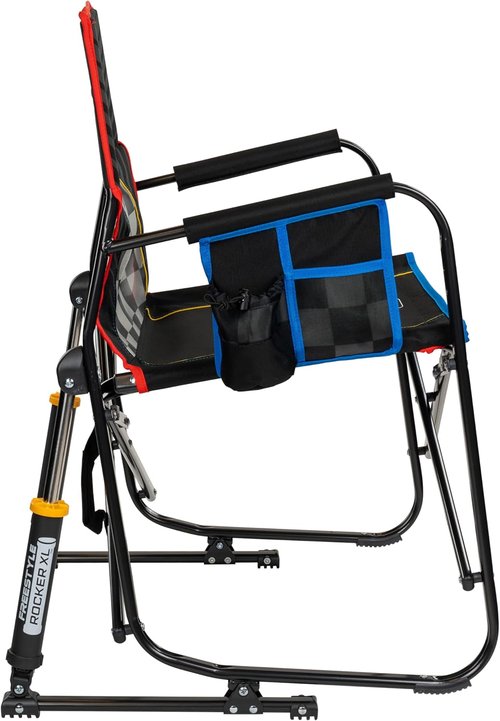 GCI Outdoor NASCAR Freestyle XL Rocker Camping Chair - Portable Folding Design with Durable Armrests & Drink Holder | Ideal for Big and Tall, Black