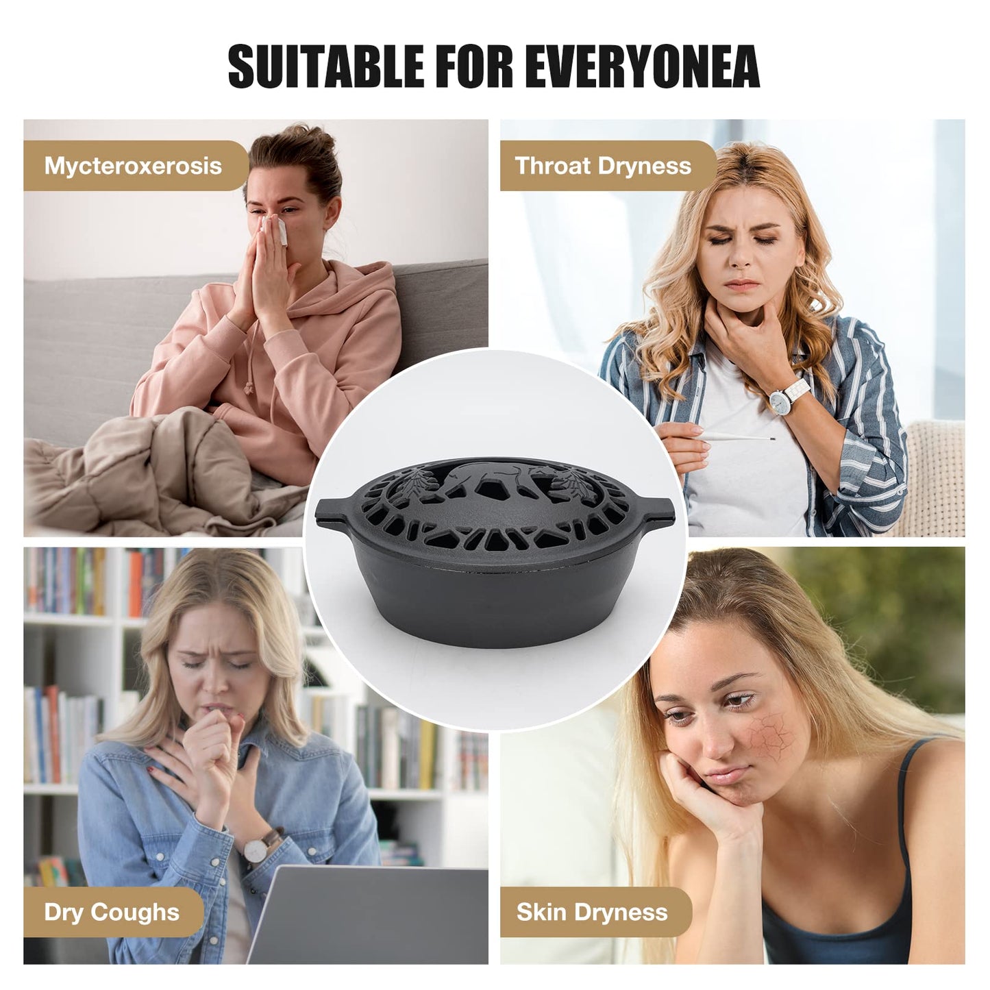 MYFIREPLACEDIRECT Wood Stove Steamer 2.5 Quart, Wood Stove Humidifier with Decorative Bear Pattern, Cast Iron Steamer for Wood Stove Rust Resistant Matte Black