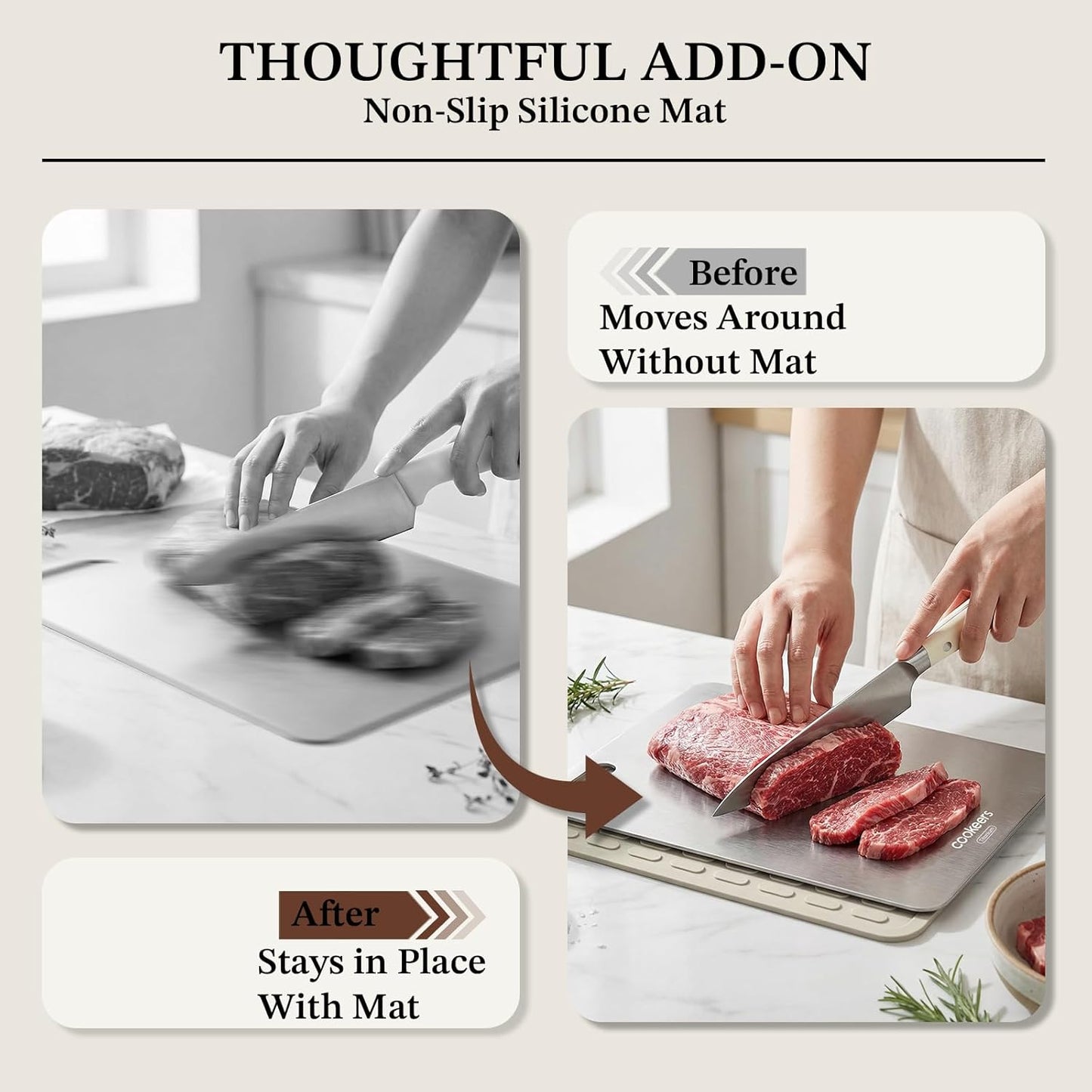 Stainless Steel Cutting Board - Non-Toxic, Odor-Resistant Kitchen Chopping Board | 13.5”L x 10”W, Dishwasher Safe