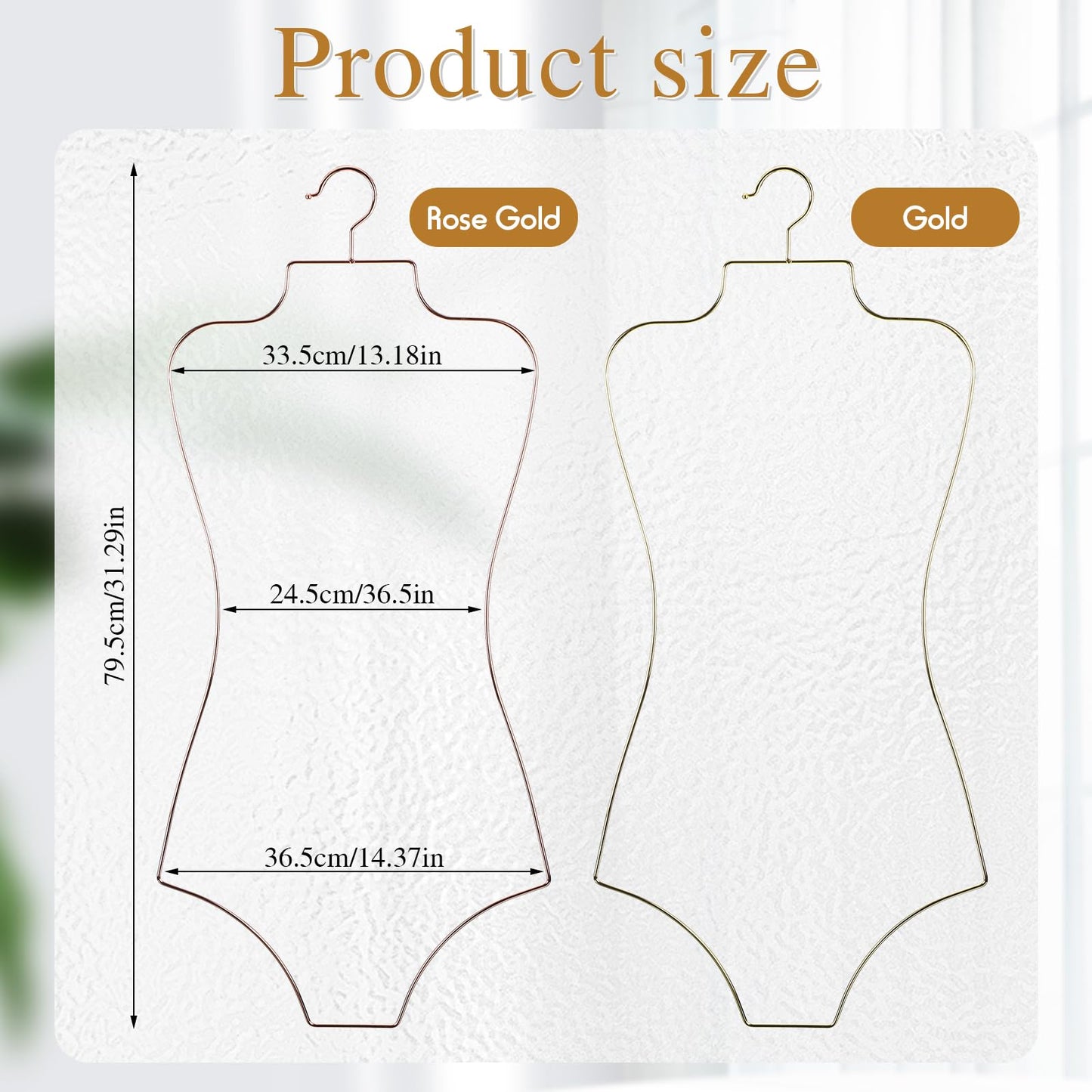 Qunclay 10 Pack Bikini Hanger Set Body Shape Lingerie Hangers 5 Pcs Gold and 5 Pcs Rose Gold Wire Organizer Metal Display Swimsuit Supplies for Boutique Closet Clothes Dress Swimwear Bathing Suit Form