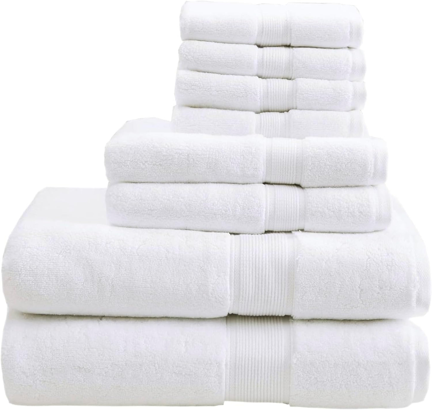Madison Park 800GSM Cotton Bath Towel Set - Luxurious & Highly Absorbent | 8-Piece White Spa Quality