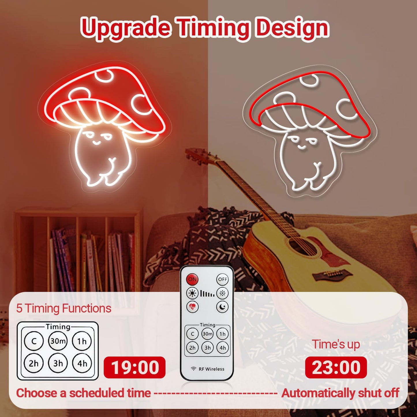 Sexy Mushroom Neon Sign, Retro Cute Mushroom Shape Led Neon Light, Handmade Funny Aesthetic Sexy Mushroom Lamp for Kid's Room, Wall Decor Bedroom Birthday Gift Home Dorm Party Game Room - 15''