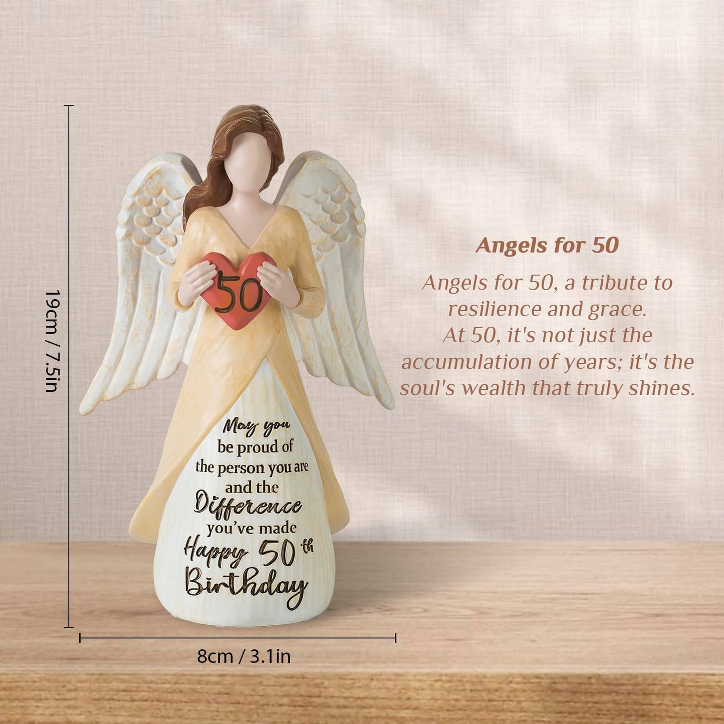 Storieme 50th Birthday Gifts for Her Women: Happy Birthday Gift for Friends Besites Sisters Daughter Mom 50 Year Old Woman Birthday Angel Figurine