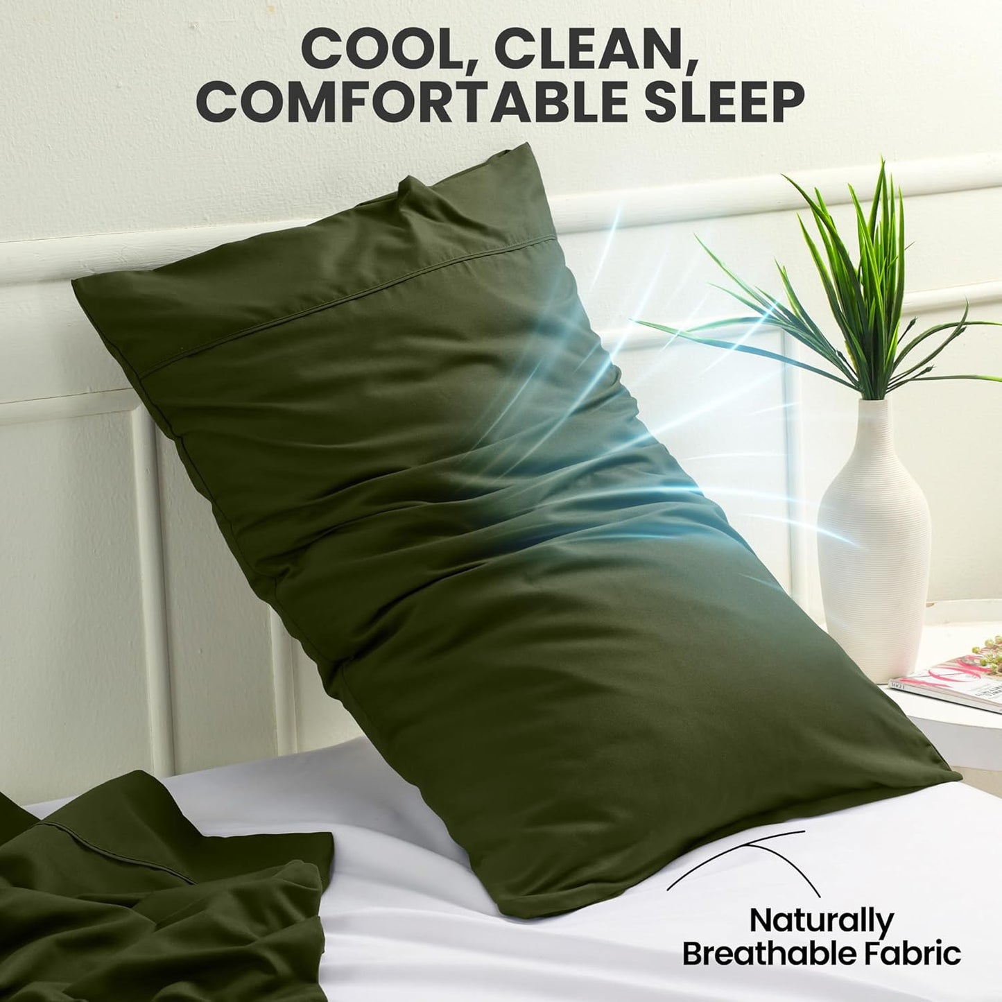Utopia Bedding Queen Pillow Cases - Soft Brushed Microfiber - 2 Pack, Olive | Fade Resistant 20 x 30 Inches