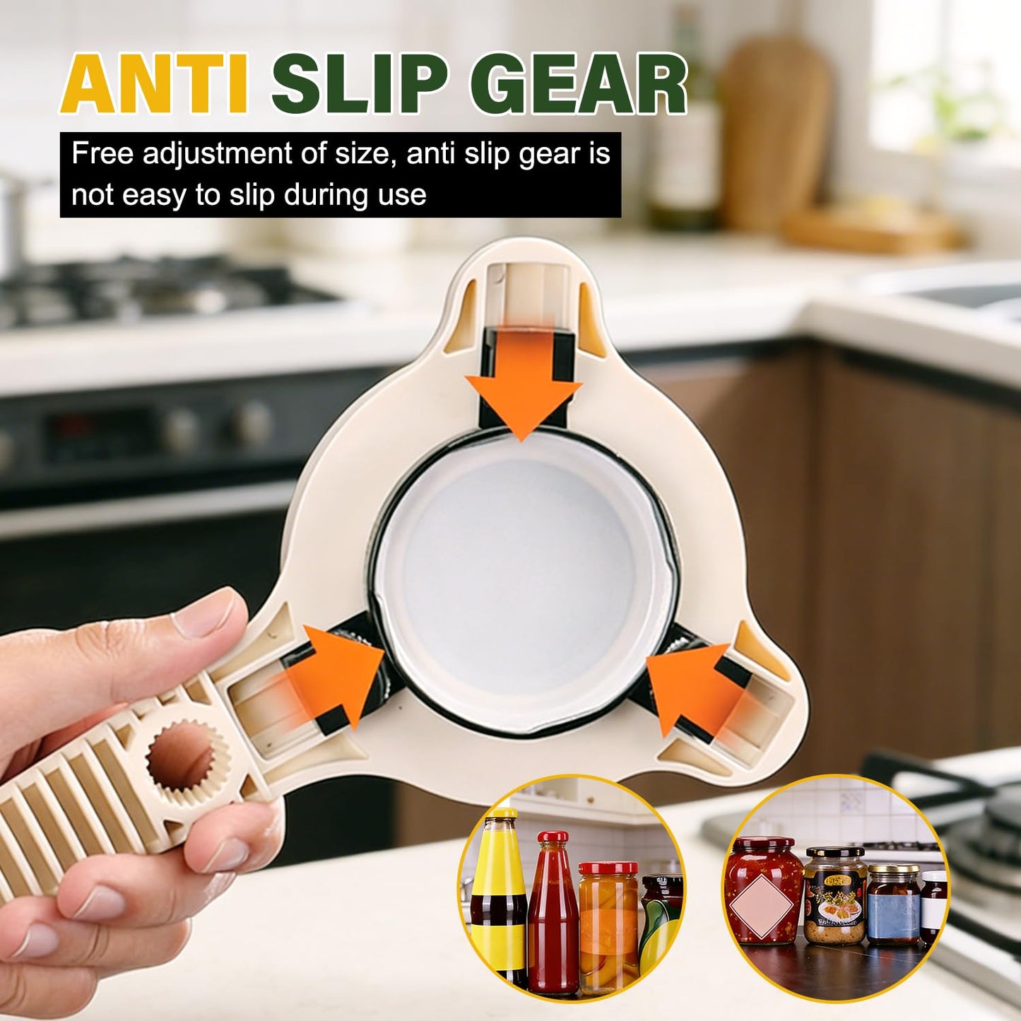 4 in 1 Multi-Purpose Jar Opener for Weak Hands, 2026 New Adjustable Three Claw Bottle Opener with Non Slip Teeth,Multi-Size Lid Opener for Kitchen Jars and Bottles (1PC)