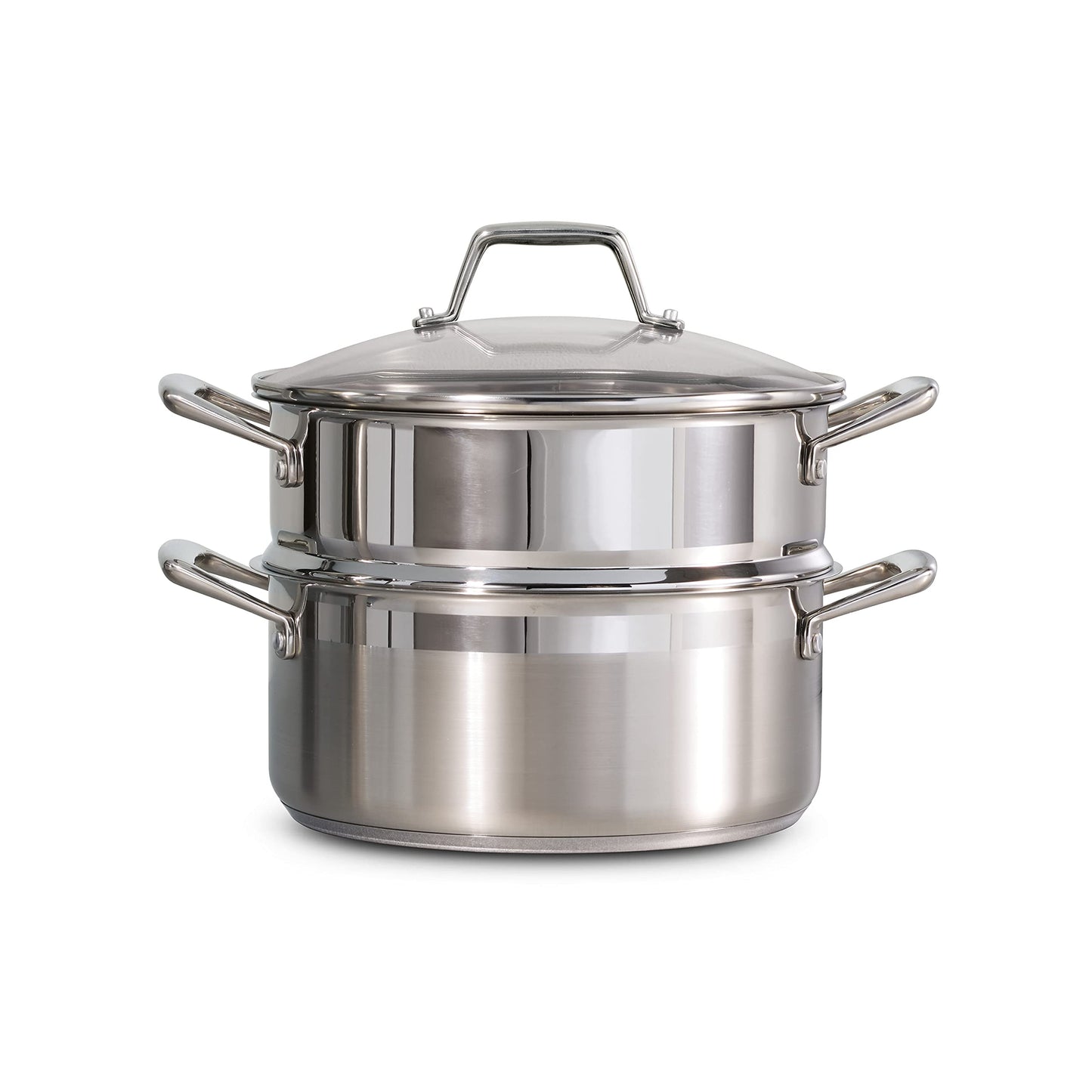 Tramontina Gourmet 5-Quart Steamer Set, Tri-Ply Base Stainless Steel Dutch Oven with Steamer Insert and Glass Lid, Induction-Ready