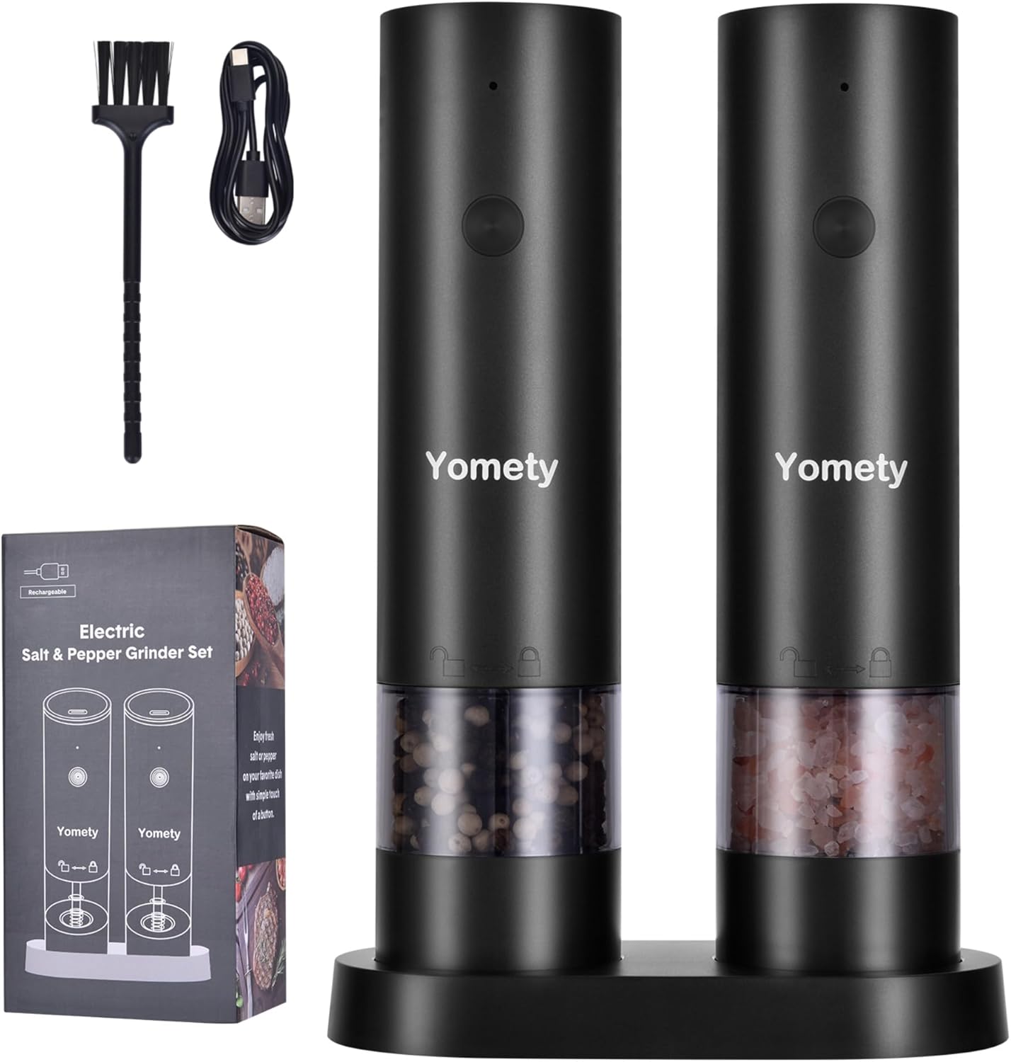 Skiennix Electric Salt and Pepper Grinder Set - Rechargeable Automatic Ceramic Mill with Adjustable Coarseness | Kitchen Essential