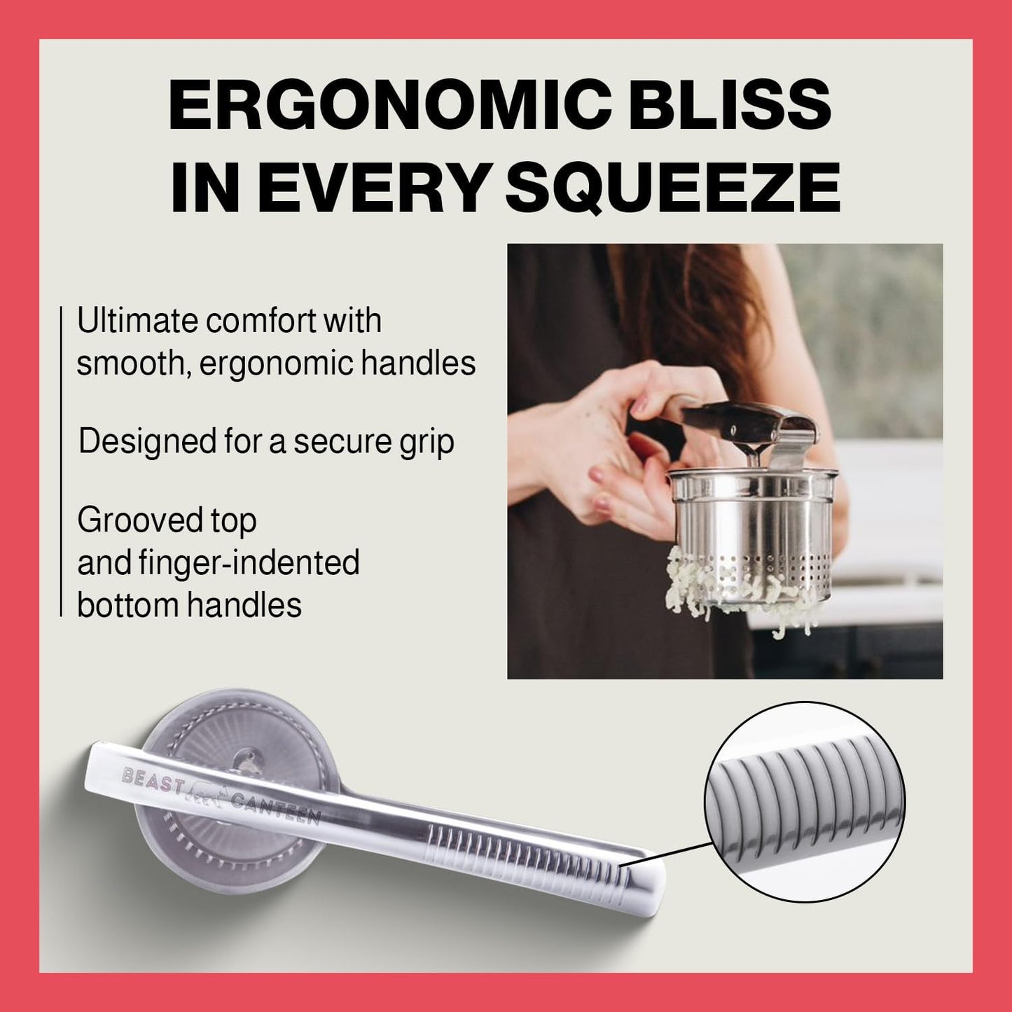 Skiennix Potato Ricer - 18/8 Stainless Steel Tool for Fluffy Mashed Potatoes & Cauliflower | Large Size