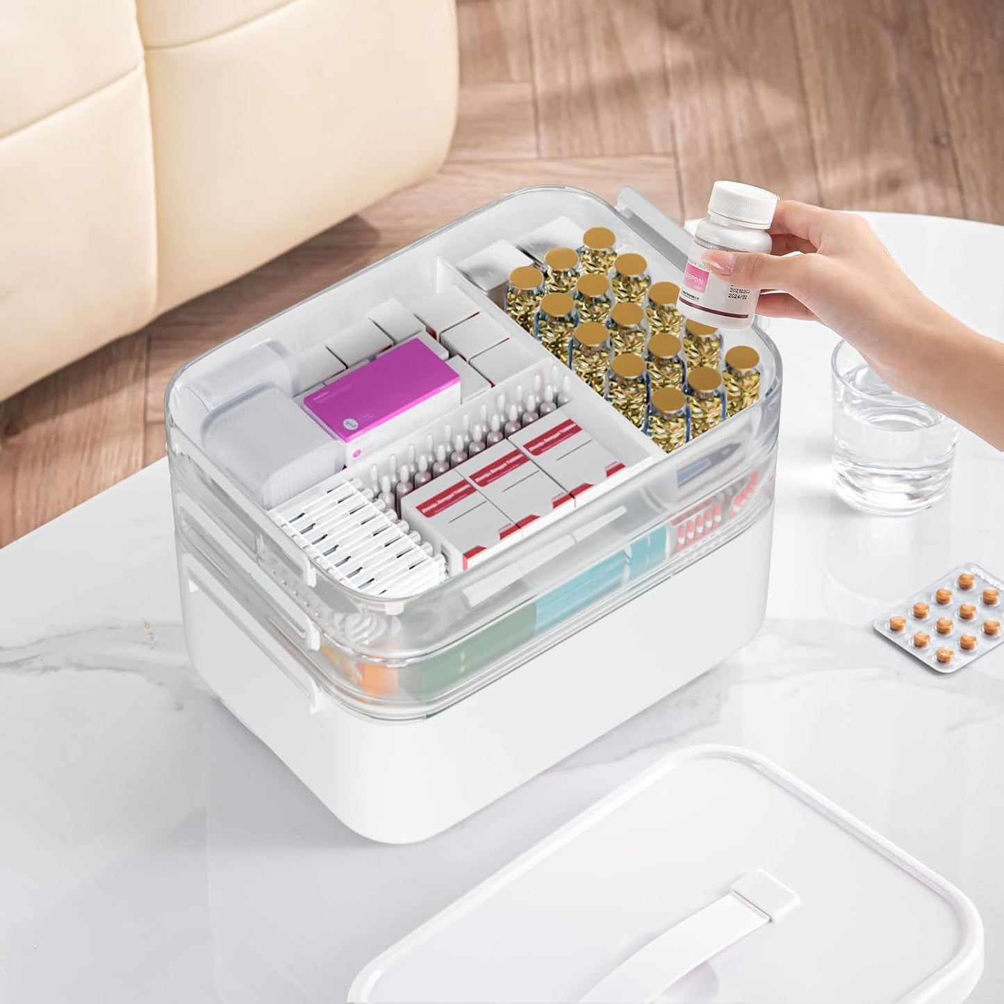 TERGOO 3-Tier Medicine Cabinet Organizer - Portable Storage Box with Handle for Home Use