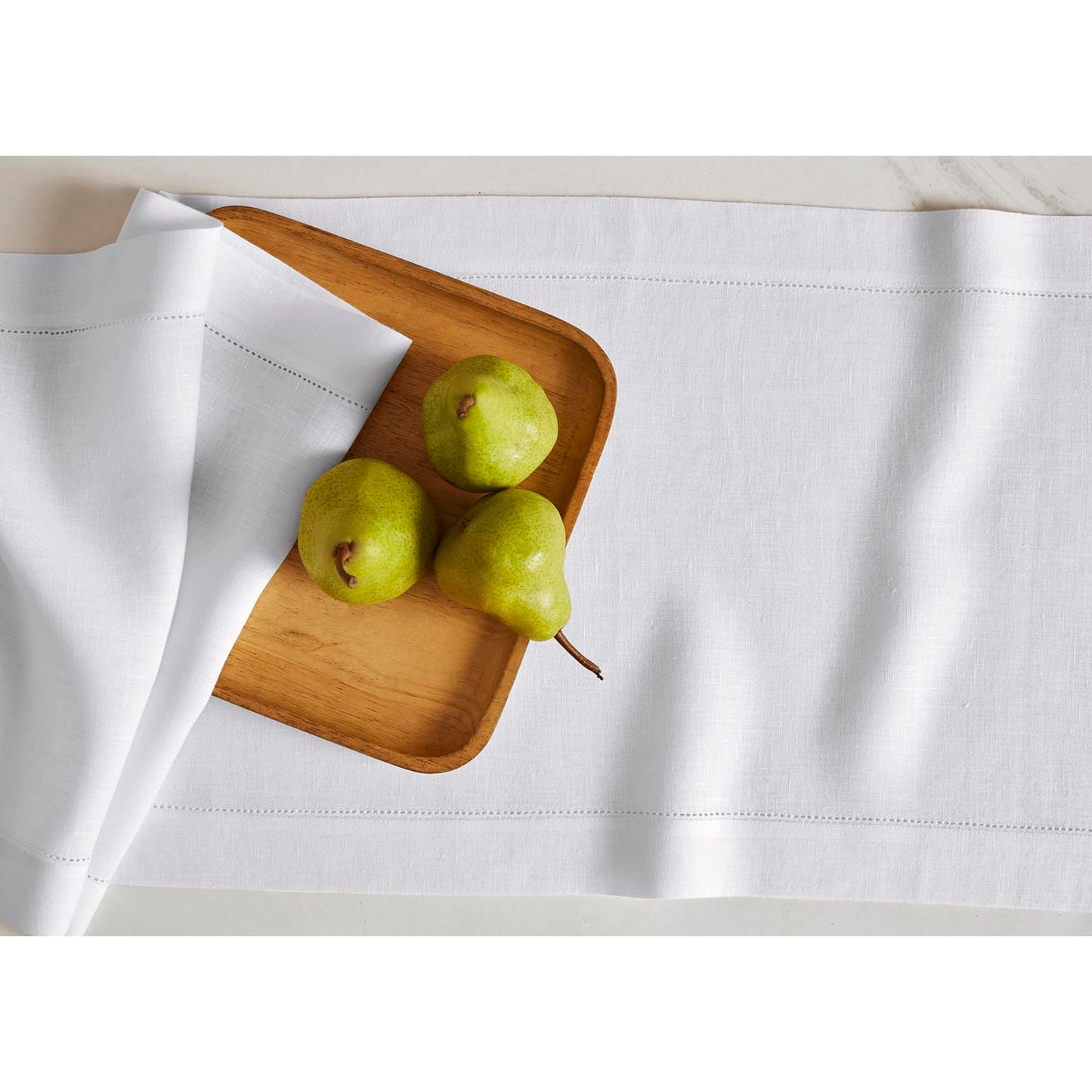 Solino Home Linen Indigo Navy Hemstitch Table Runner 60 Inches - 100% Pure Linen Small Table Runner 14 x 60 Inch Ideal for Dresser and Coffee Tables - Sonoma Hemstitch, 4th of July