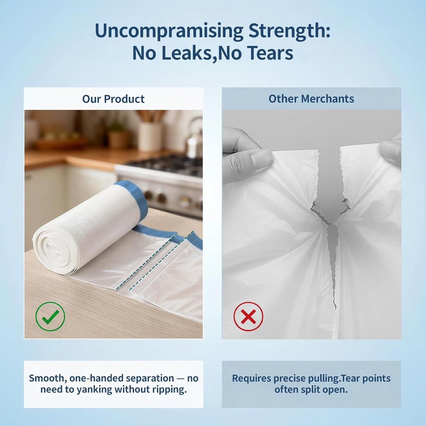 Skiennix 4 Gallon Trash Bags - Thick Drawstring White Plastic Garbage Liners for Home & Office