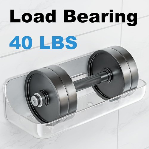 Adhesive Shower Caddy - 2 Pack Acrylic Bathroom Shelves | No Drill Wall Mount Organizer