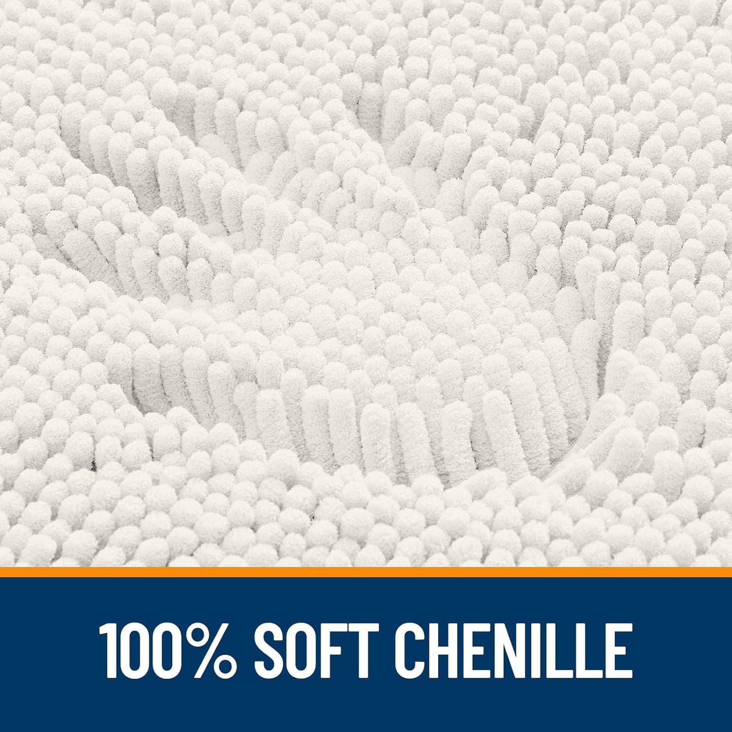 OLANLY U-Shaped Toilet Rug - Extra Soft, Absorbent Chenille Bath Mat | 24x20, Ivory, Non-Slip, Quick-Dry