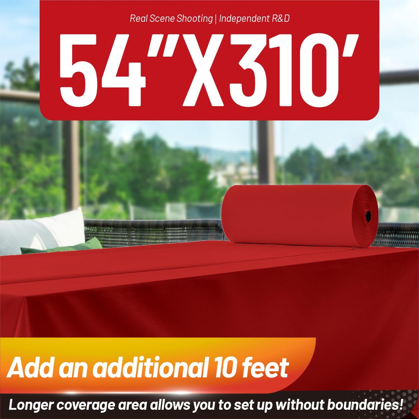 Airbin Plastic Table Cloth, 310 Ft X 54 in Disposable Tablecloth Red Tablecloth Premium PEVA Plastic Table Cloth Disposable with Any Cut Sliding Cutters for Picnics, Parties, Birthdays, Festivals