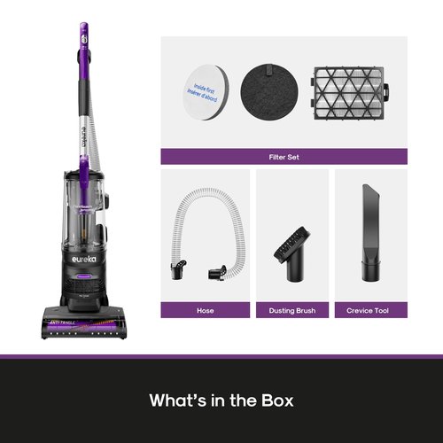 Eureka FlexReach Powerful Upright Vacuum Cleaner for Carpet and Hard Floor, Lift-Up Vacuum with Large Dust Cup, Anti-Tangle, NEU651PL, Purple
