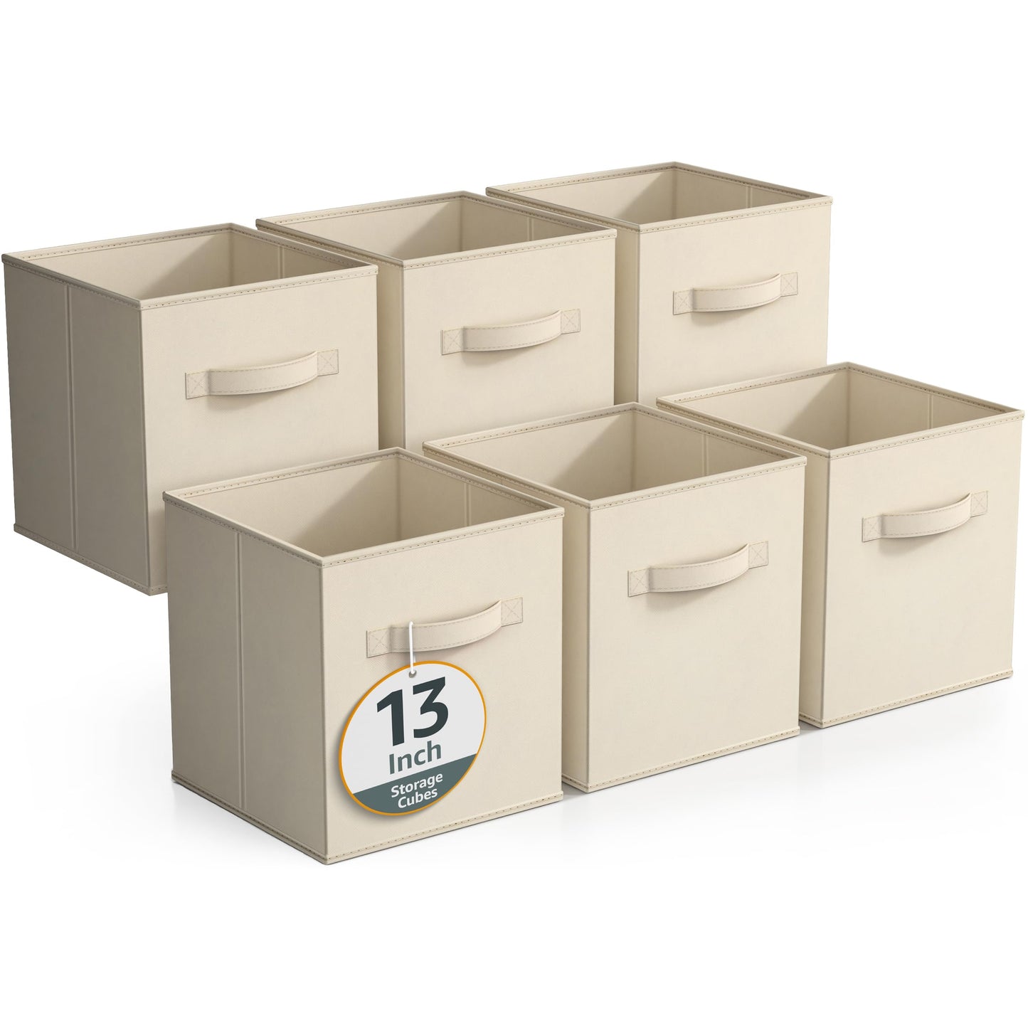 Sorbus Fabric Storage Cubes - 6 Foldable Storage Bins for Organizing Pantry, Cubbies, Toy Box - Clothes Storage & Closet Organizer - 13 Inch Collapsible Cube Baskets for Shelves with Handle