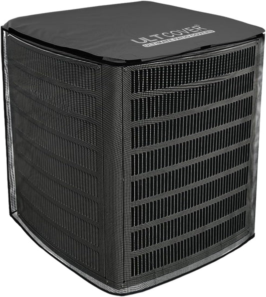 ULTCOVER Air Conditioner Defender Cover - 2 in 1 Full Mesh & Waterproof Fabric | 30W x 30D x 32H Inch, Black