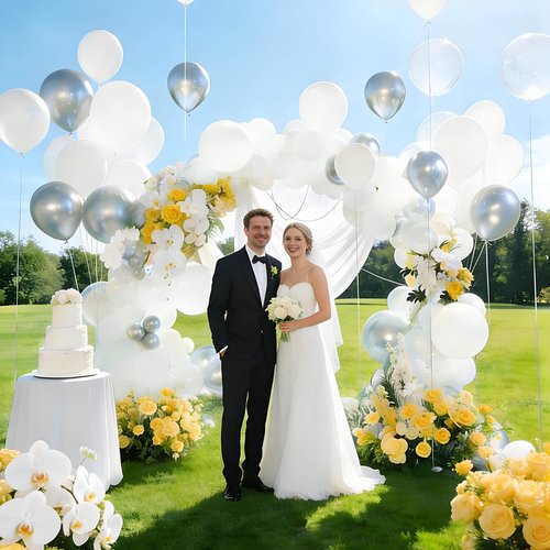 110pcs White Balloons 12 inch, White Latex Balloons Globos Blancos for Wedding Engagement Bridal Shower Party Decorations. (with 2 Ribbons).