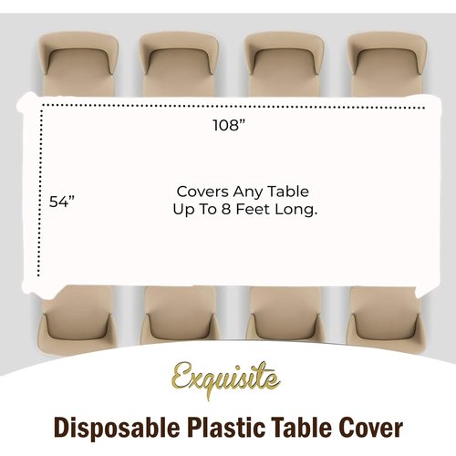 Exquisite 6-Pack Plastic Tablecloth 54x108 Rectangle Value Pack Plastic Table Cover - White