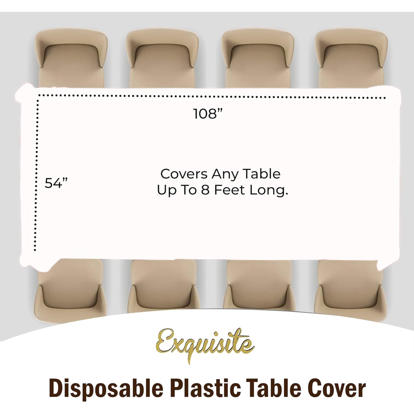 Exquisite 12-Pack Plastic Tablecloth 54x108 Rectangle Value Pack Plastic Table Cover - White