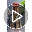 Gdrasuya10 3-Tier Rotating Wooden Bookshelf with Legs, Space-Saving Round Display Shelf