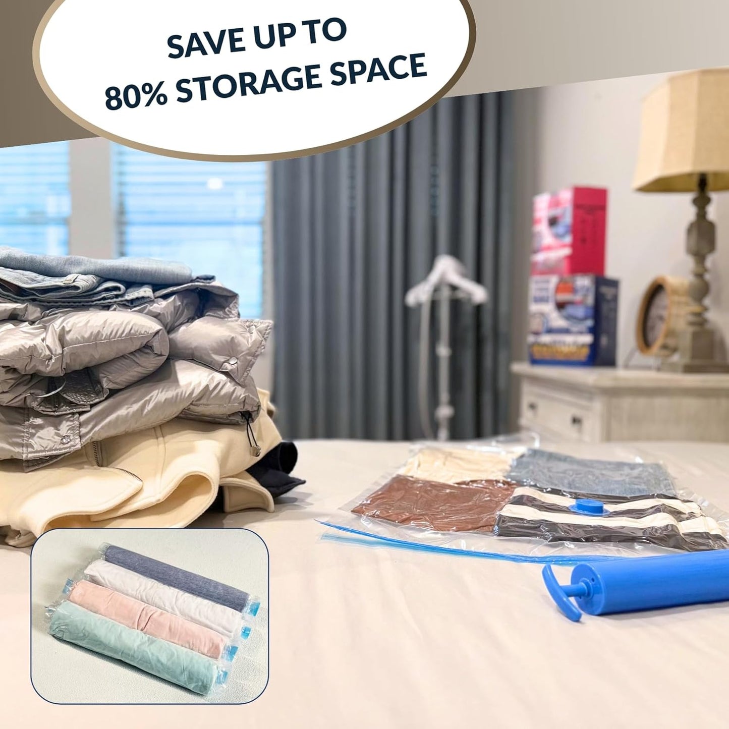 Skiennix Vacuum Storage Bags - 25 Pack Compression Space Saver for Bedding & Clothing | Travel & Closet Organizer